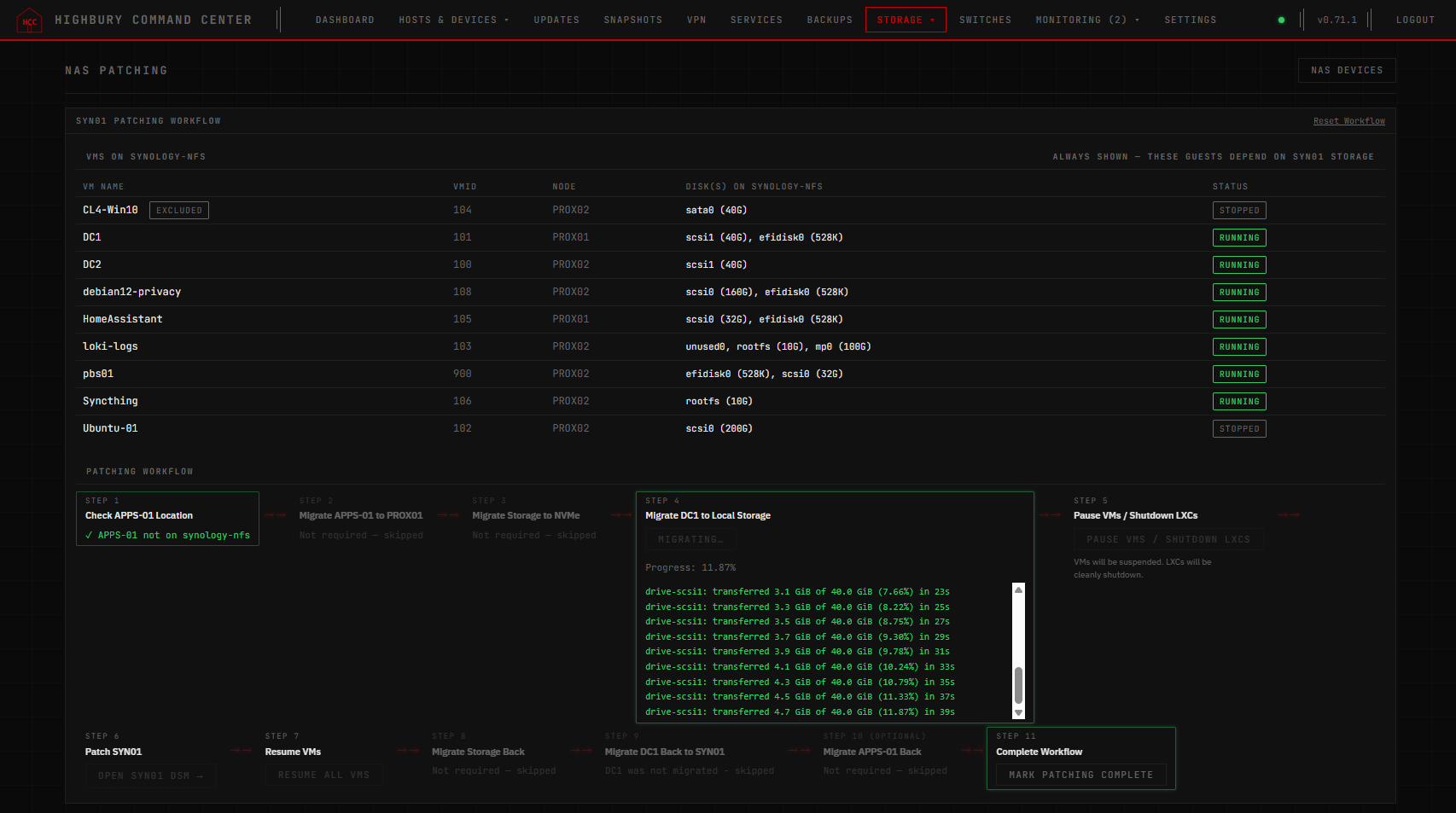 HCC patch management workflow view